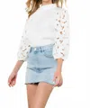 Thml Poplin Floral Eyelet Sleeve Top In White In White