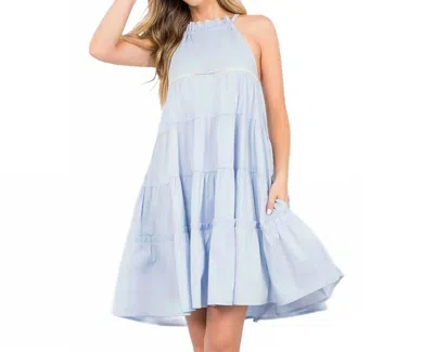 Thml Poplin Tiered Dress In Light Blue