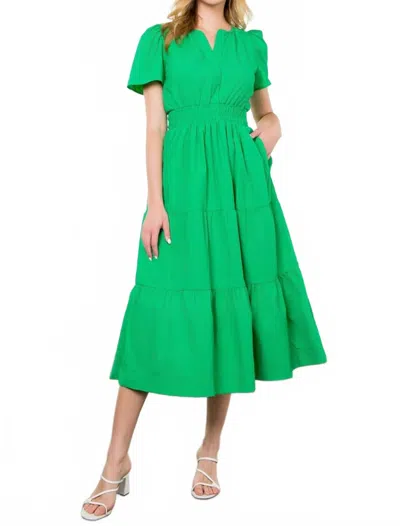 Thml Poplin Tiered Maxi Dress In Green