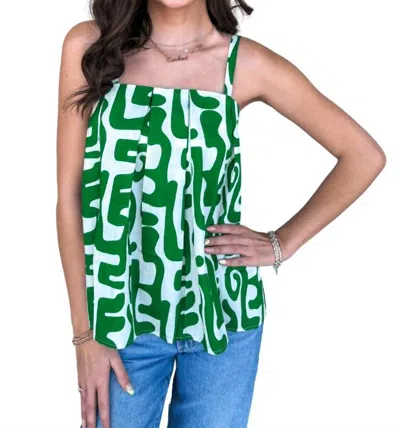 Thml Printed Flowy Tank Top In Green In Multi