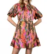Thml Printed Puff Sleeve Dress In Black/multi In Black