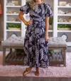 Thml Printed Puff Sleeves Long Dress In Black In Black