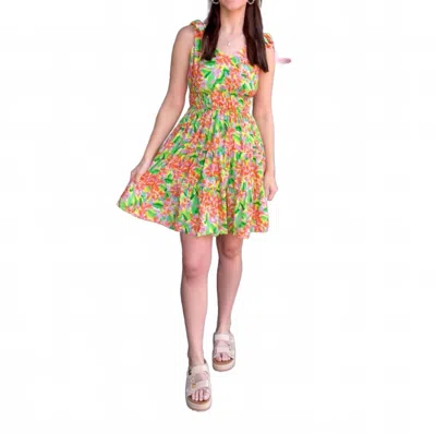 Thml Printed Tie Strap Mini Dress In Bright Green Multi
