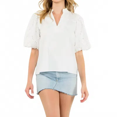 Thml Puff Eyelet Sleeve Top In White