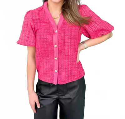 Thml Puff Pastry Tweed Top In Pink