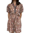Thml Puff Sleeve Floral Detailed V Neck Dress In Brown In Brown
