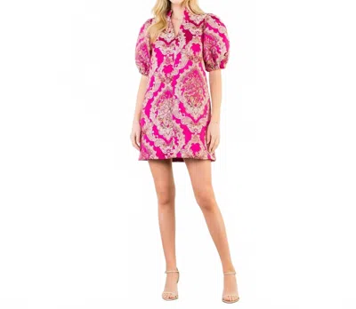 Thml Puff Sleeve Floral Embroidery Detail Dress In Pink