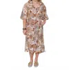 Thml Puff Sleeve Floral Midi Dress In Cream In Multi