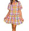 Thml Puff Sleeve Gingham Dress In Multi In Multi