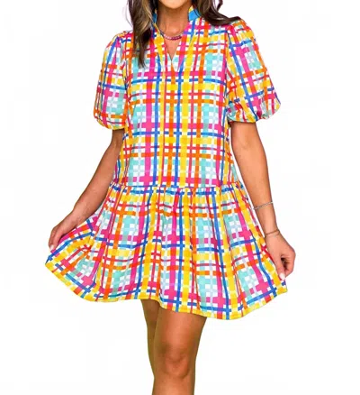 Thml Puff Sleeve Gingham Dress In Multi