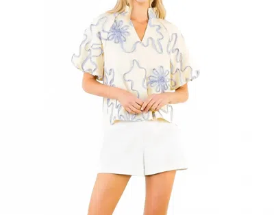 Thml Puff Sleeve Ribbon Top In Yellow In Neutral
