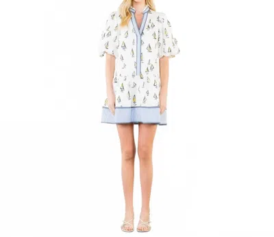 Thml Puff Sleeve Sailboat Dress In White