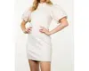 Thml Puff Sleeve Suede Dress In Cream In White