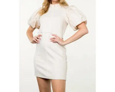 Thml Puff Sleeve Suede Dress In Cream In White