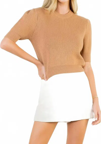 Thml Puff Sleeve Sweater In Beige In Brown