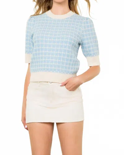 Thml Puff Sleeve Sweater In Light Blue