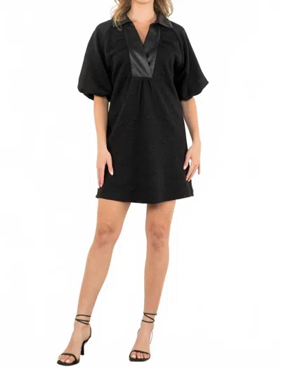 Thml Puff Sleeve Textured Dress In Black