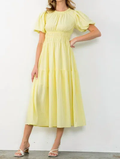 Thml Puff Sleeve Textured Maxi Dress In Yellow