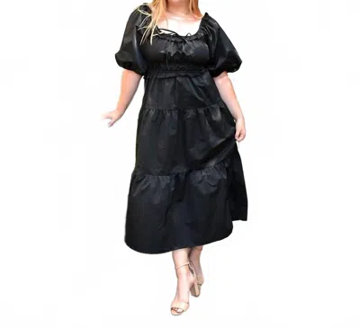Thml Puff Sleeve Tiered Dress In Black