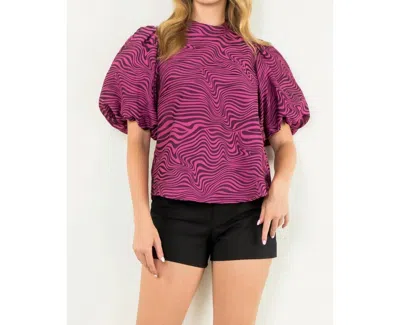 Thml Puff Sleeve Top In Fuschia