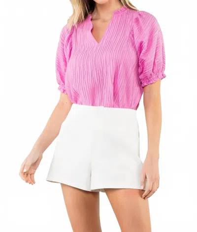 Thml Puff Sleeve Top In Pink