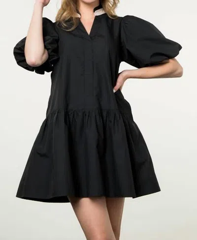 Thml Puff Sleeve V-neck Dress In Black