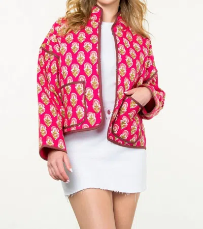 Thml Quilted Flower Jacket In Magenta In Pink