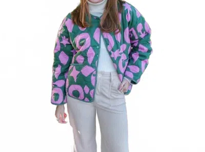 Thml Quilted Jacket In Green And Pink In Multi