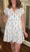 Thml Racket Print Dress In White Multi