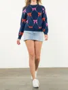 Thml Ribbon Knit Sweater In Navy In Multi