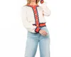 Thml Ric Rac Cardigan In Cream/red In White