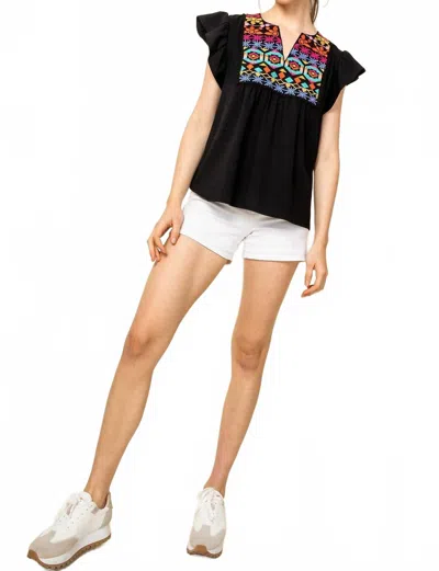 Thml Rising Sun Embroidered Top In Black