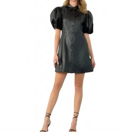 Thml Romy Faux Leather Button Up Dress In Black