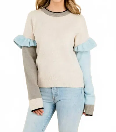 Thml Ruffle Colorblock Sweater In White