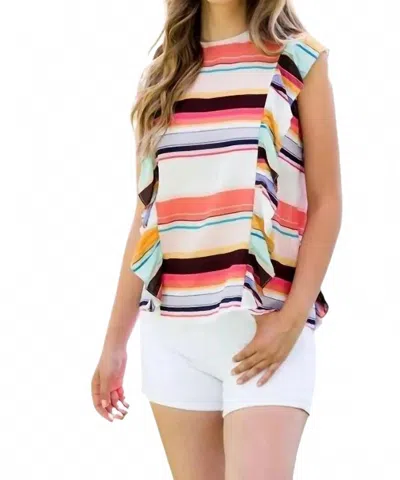 Thml Ruffle Flutter Sleeve Fashion Top In Pink