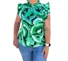 Thml Ruffle Sleeve Abstract Top In Green In Green