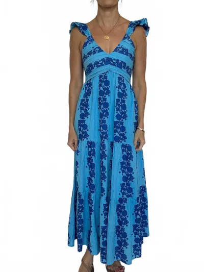 Thml Flutter Strap Midi Dress In Blue
