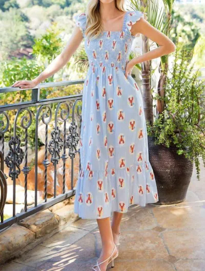 Thml Ruffle Sleeves Smocked Tiered Dress In Blue