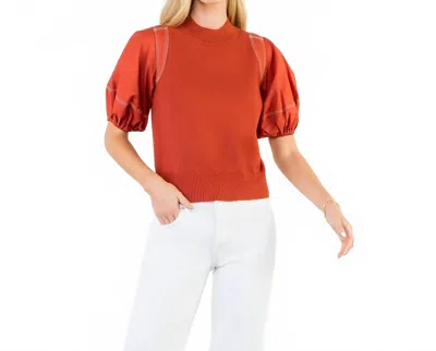 Thml Saffron Puff Sleeve Top In Orange In Multi