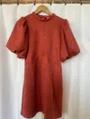 Thml Long Sleeve Faux Suede Dress In Brick In Red
