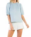 Thml Sarah Short Sleeve Blouse In Light Blue In Blue