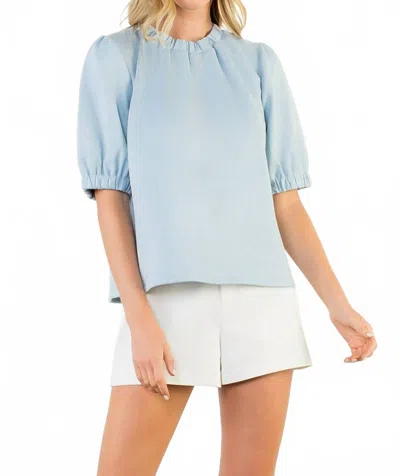 Thml Sarah Short Sleeve Blouse In Light Blue