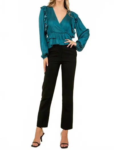Thml Satin Blouse In Deep Teal In Blue