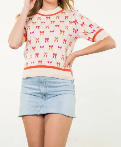 Thml Scottie Knit Top In Red/cream In Multi