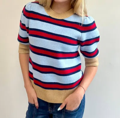 Thml Scottie Striped Knit Sweater In Blue, Red And Tan In Multi