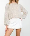 THML SEQUIN LONG SLEEVE BLOUSE IN CREAM