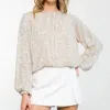 THML SEQUIN LONG SLEEVE BLOUSE TOP