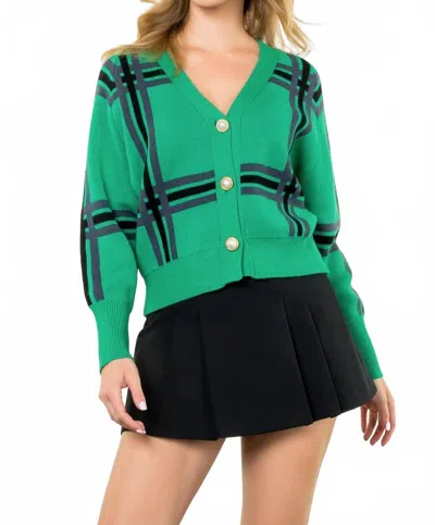 Thml Shelby Plaid Cardigan In Green