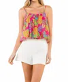Thml Shell Art Crop Tank Top In Pink In Red