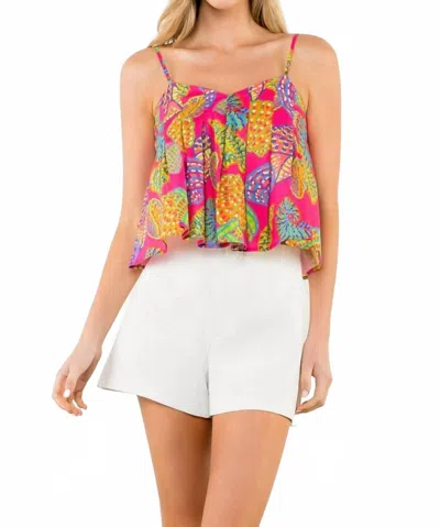 Thml Shell Art Crop Tank Top In Pink In Red
